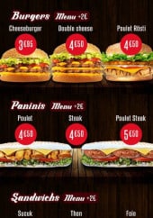 Menu O'Zey - Burgers, paninis et sandwiches 