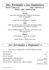 Menu La Cuisine - Les formules menus (suite)