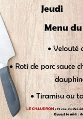 Menu Le Chaudron - Menu du jour 