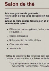 Menu Les gourmandines - Les informations sur le salon de thé 