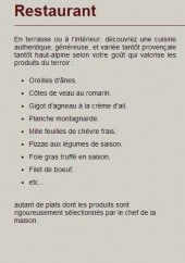 Menu Les gourmandines - Les informations sur les menu 