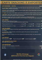 Menu L'ayguillette - La carte