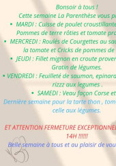 Menu La Parenthèse de Douceurs - Un exemple de menu