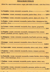 Menu Le Cesarino - Pizzas base tomate