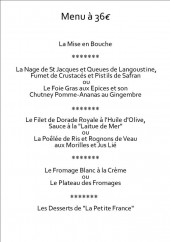 Menu La Petite France - Les menus à 36€