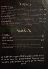 Menu Le Bosphore - Burgers et snacking 