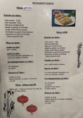 Menu Le Saigon - Les menus