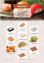 Menu Sushi Asahi - Le menu midi
