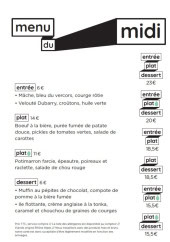 Menu Le Central Vapeur - Les menus du midi