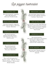 Menu Le Radis Vert - Les pizzas hivernales