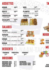 Menu Planete Kebab - Assiettes, salades, desserts,...