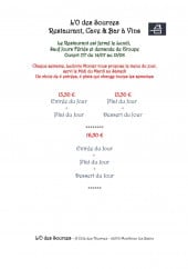Menu L'O des Sources - Menu du jour