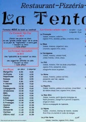 Menu La Tentation - Les formules, pizzas, salades, pâtes, spécialités et menu enfant 