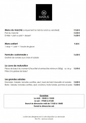 Menu Marius Bistro - Les menus