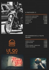 Menu Le QG - Les menus à partager, sandwichs