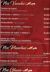 Menu Cote Cours - Viandes, planches, glaces