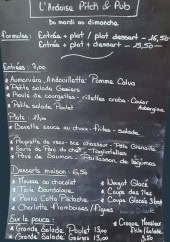 Menu Pitch and Pub - L'ardoise