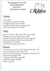 Menu L’Ardoise - Les entrées, plats et desserts