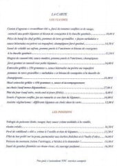 Menu Le Donjon - Les viandes, poissons