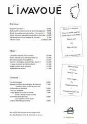 Menu L' inavoué - La carte