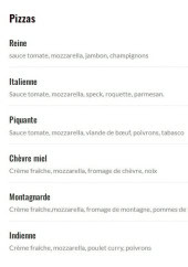 Menu La Base - Les pizzas