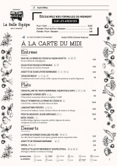 Menu La Belle Équipe - A la carte du midi