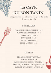 Menu La Cave du Bon Tanin - Les cartes, à partager