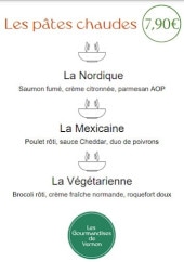 Menu Les Gourmandises de Vernon - Les pates chaudes