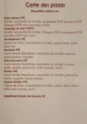 Menu Una pizza di napoli - les pizzas et desserts