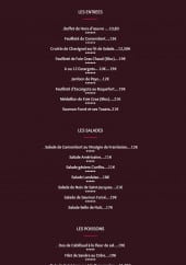 Menu La Fontaine - Les entrées, salades et poissons