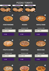 Menu Crusty food - Pizzas tomate