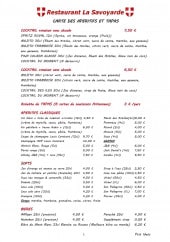 Menu La Savoyarde - Les apéritifs et tapas