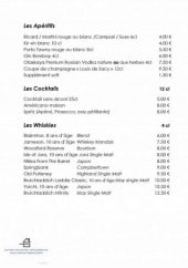 Menu La Table d' Erisay - Les apéritifs, les cocktails,.....