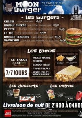 Menu Moon Burger - La carte