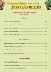 Menu Royal de Chartres - les spécialités thailandaise