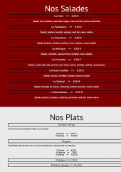 Menu Américan Pizza - Les salades et plats
