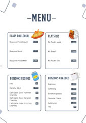 Menu Chez sofi - Les plats et boissons