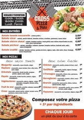 Menu Cross Pizza - Les entrées et pizzas