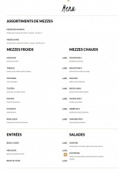 Menu L'Odyssée - Les mezzés, entrées, ...