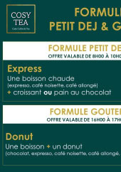 Menu Cosy Tea - Les formules petit dej & gouter