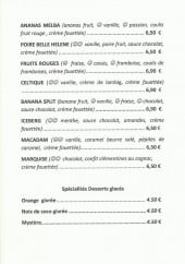 Menu Creperie au semaphore - les spécialités crêpes glaces