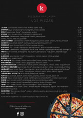 Menu Pizzeria Karukera - Les pizzas