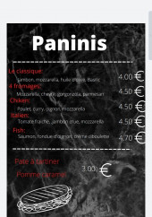 Menu La fabrik - Les paninis