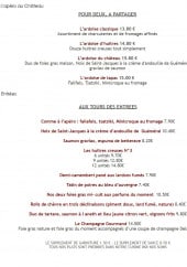 Menu Aux Tours Du Chateau - Les apéros et entrées