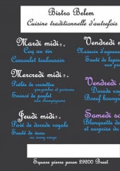 Menu Le Bistro Belem - Un exemple de menu de la semaine