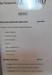 Menu Le Bistro - Les plats et tartines