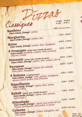 Menu Le fournil des Provinces - les pizzas classiques