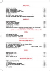 Menu Le Shalimar - Les apéritifs, digestifs, lassi...