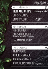 Menu My Fish - Spécialités, burgers, salades,...