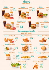 Menu Popeyes - Menu sandwichs et accompagnements